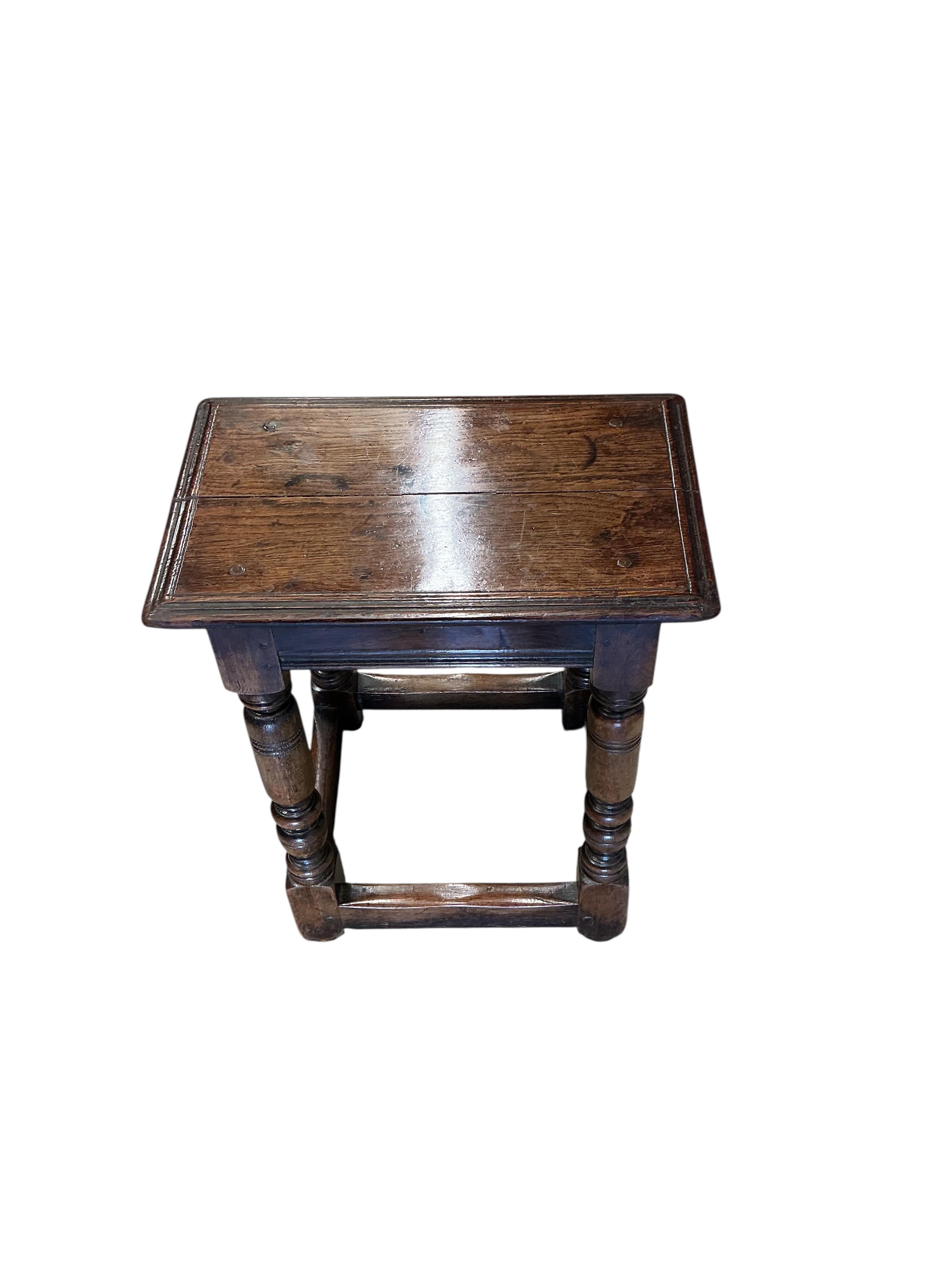 A Victorian oak joint stool, width 44cm, depth 26cm, height 52cm